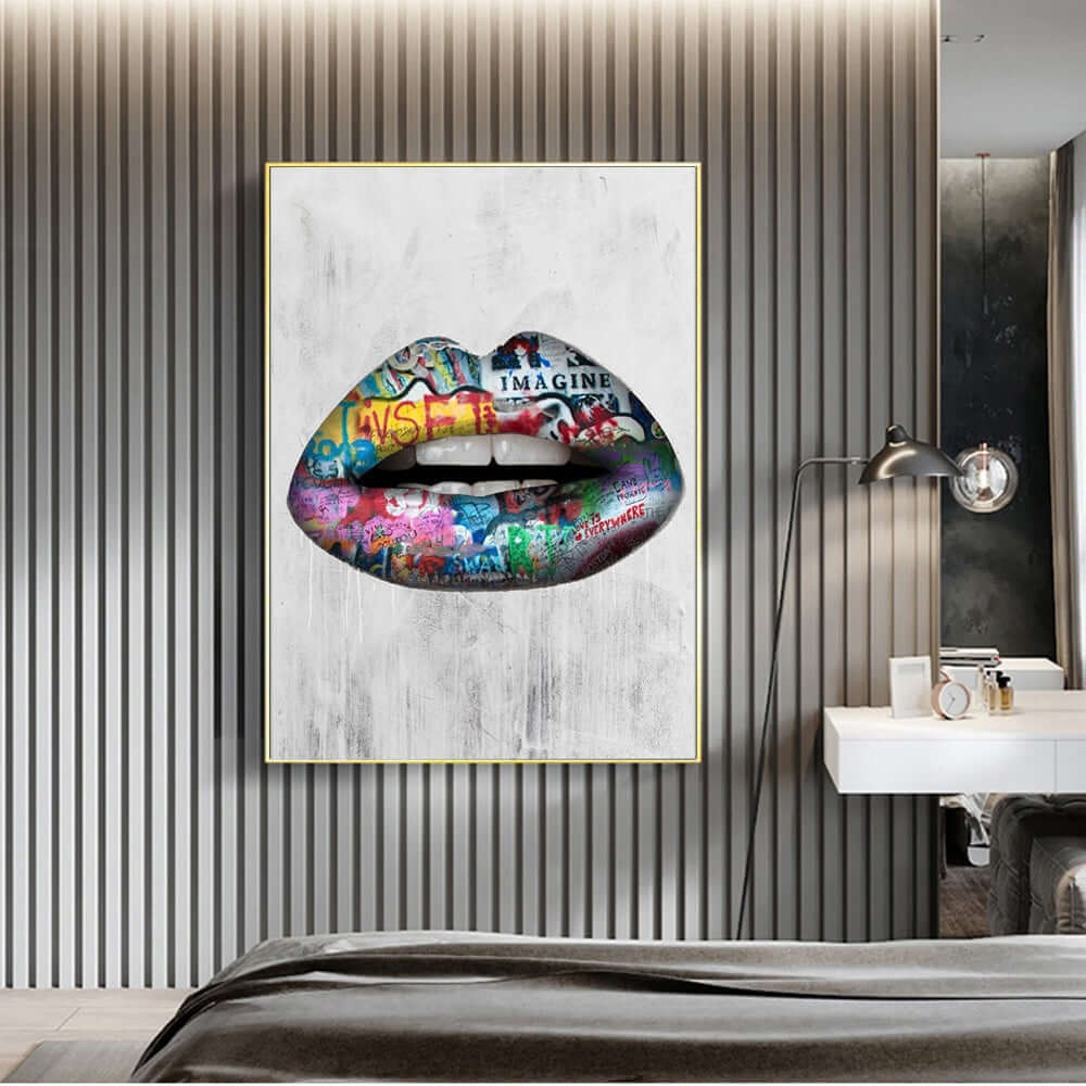 Abstract graffiti lip wall painting eprolo