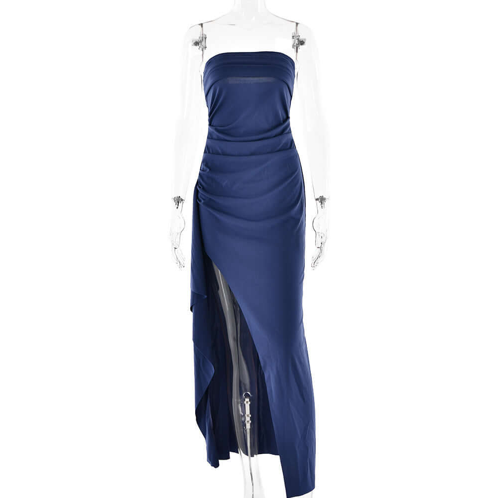 Strapless Split Long Dress Summer Fashion Pleated Bridesmaid Dress For Womens Party Wedding Clothing eprolo