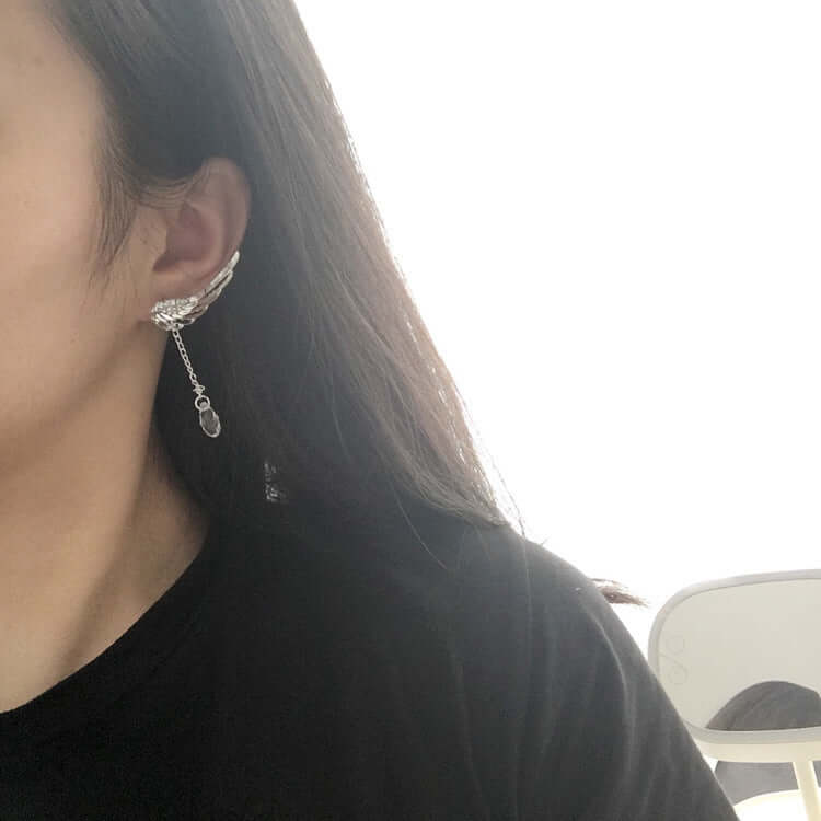 Opal Leaf EarNail Earring Petal Set Diamond Korean Version Ear Bone Ear Clip eprolo