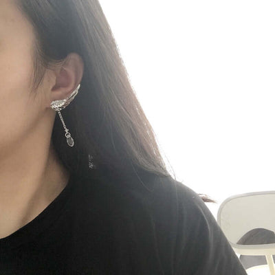 Opal Leaf EarNail Earring Petal Set Diamond Korean Version Ear Bone Ear Clip eprolo
