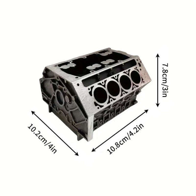 Engine Block Desk Organizer: Modern art for desktop/bookshelf. Holds business cards, a creative office accessory. eprolo