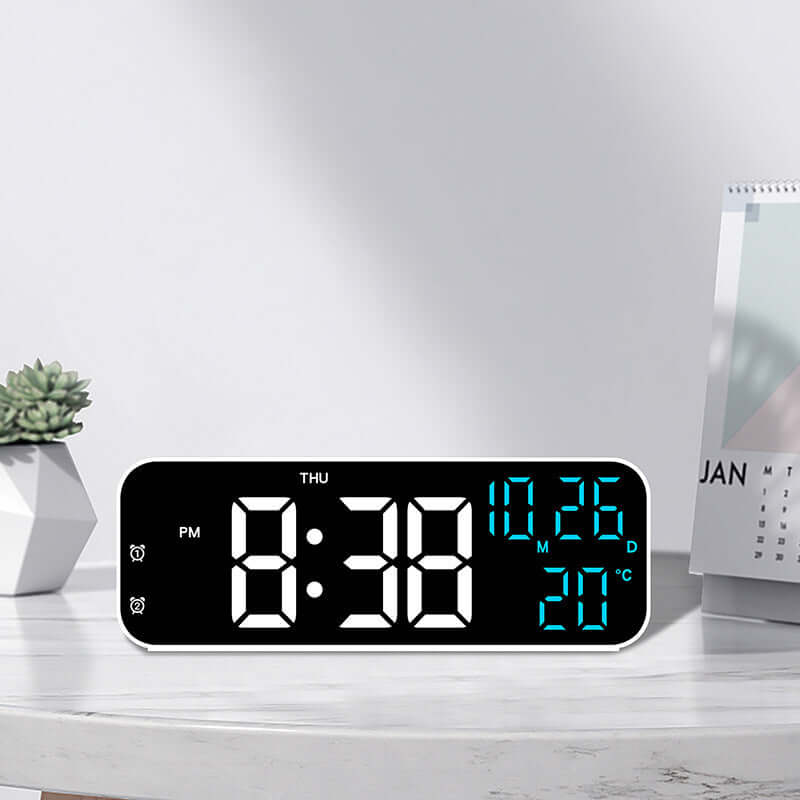 Digital Alarm Clock with Temp, Date, Week. Night Mode. Voice - controlled. 12/24H LED eprolo