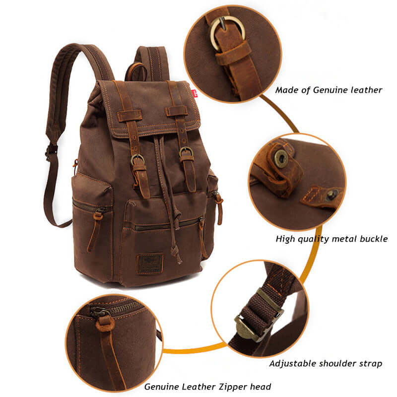 Men's And Women's Canvas Backpack 15.6 Inches Large Capacity Astrazona
