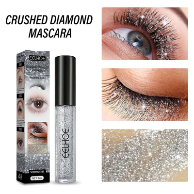 Crushed Diamond Mascara, Set Primer Instant Dry Film Flash Tear Eye Non-Smell-Free Mascara eprolo