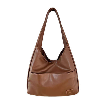 Soft leather tote bag Large capacity brown bucket bag Versatile commuting shoulder bag for women eprolo