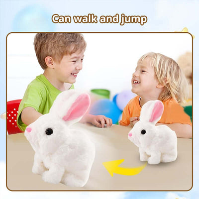 2025 Upgraded Interactive Bunny Toy. Hops, walks, talks, shakes ears. Plush Gift for Kids (Grey). eprolo