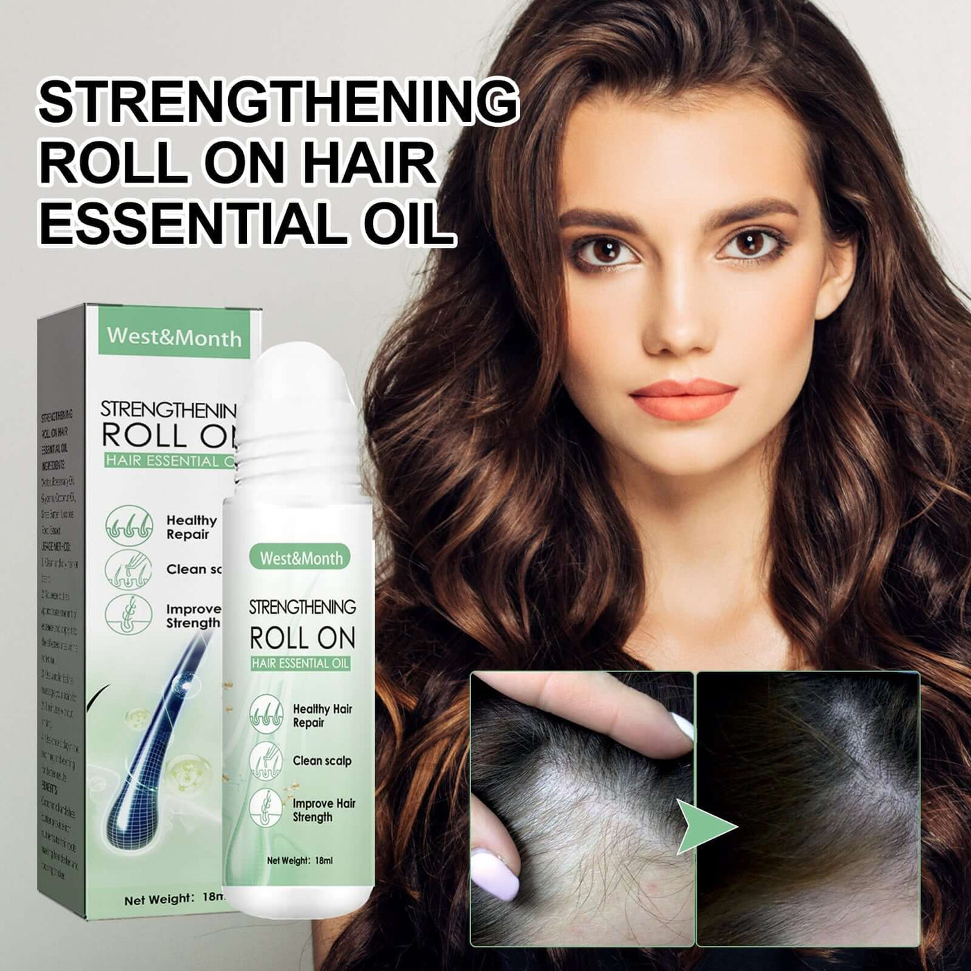Strengthening Roll On Hair Essential Oil, Scalp Massage Moisturizing Hair Roots Thickening Hair Care Ball Essential Oil eprolo
