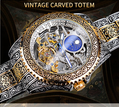 Forsining Skeleton Carved Tourbillon Mechanical Watches Luxury Men's Wristwatch eprolo
