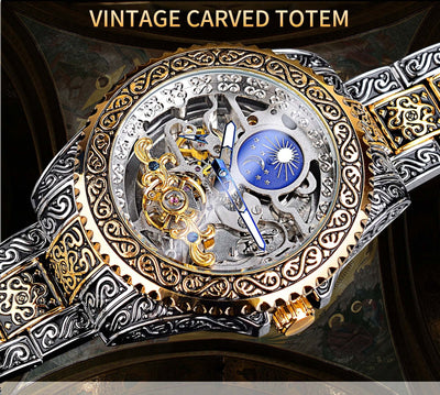 Forsining Skeleton Carved Tourbillon Mechanical Watches Luxury Men's Wristwatch eprolo