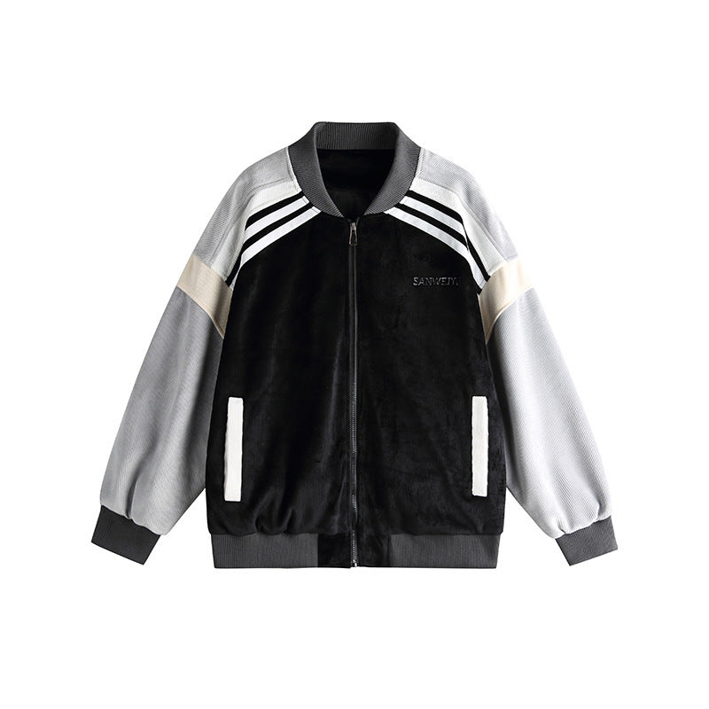 Couple Color Contrast Patchwork Loose Baseball Uniform Jacket Coat eprolo