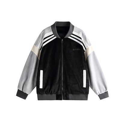 Couple Color Contrast Patchwork Loose Baseball Uniform Jacket Coat eprolo