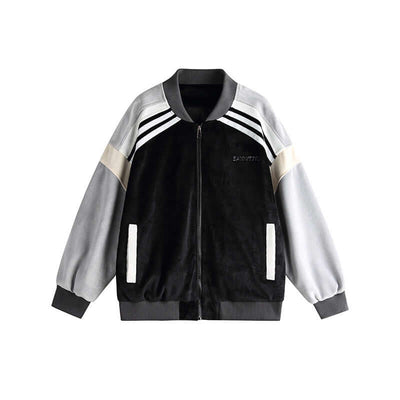 Couple Color Contrast Patchwork Loose Baseball Uniform Jacket Coat eprolo