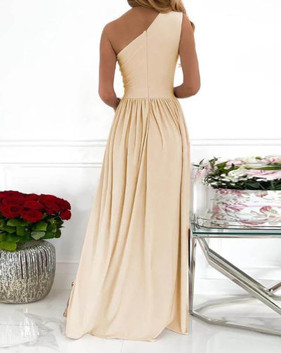 Women's One Shoulder High Split Cutout Sleeveless Elegant Sexy Cocktail Maxi Dress Dropshipman