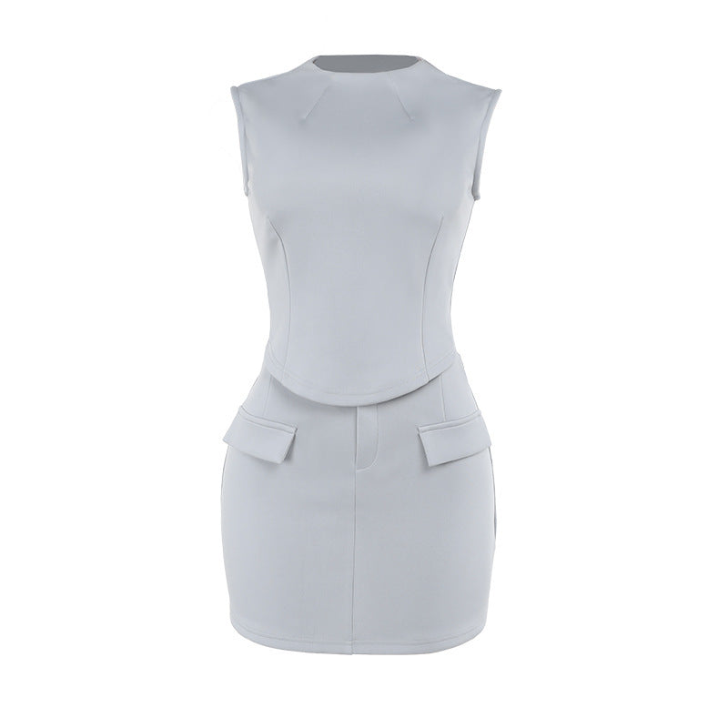 Women's Fashion Bag Cover Top Mid-length Dress Set eprolo