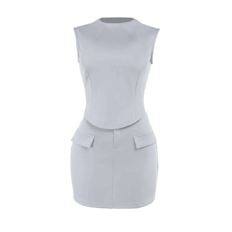 Women's Fashion Bag Cover Top Mid-length Dress Set eprolo