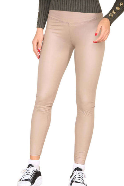 PU Fleece Line High Waisted Wet Look Faux Leather Legging eprolo
