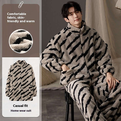 Men's Pajamas Plus Size Long Sleeve Warm Loungewear Suit eprolo