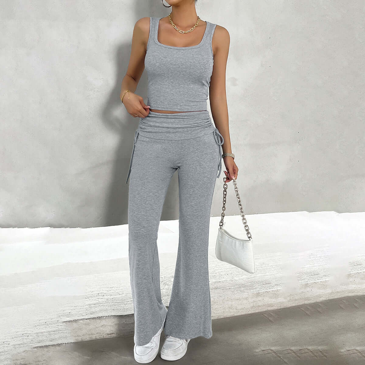 Casual Solid Color Slim Fit Vest Pants Suit eprolo