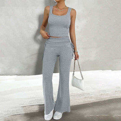Casual Solid Color Slim Fit Vest Pants Suit eprolo