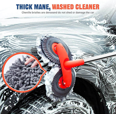 Microfiber Mop Wash Kit Telescopic Car Cleaning Brush With 4 Replacent Header eprolo