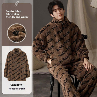 Men's Pajamas Plus Size Long Sleeve Warm Loungewear Suit eprolo
