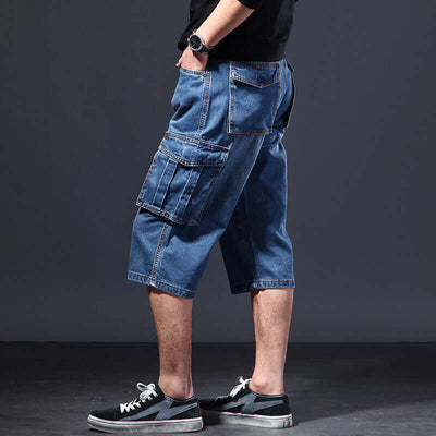 Summer Thin Loose Multi-pocket Workwear Cropped Pants Casual Jeans eprolo
