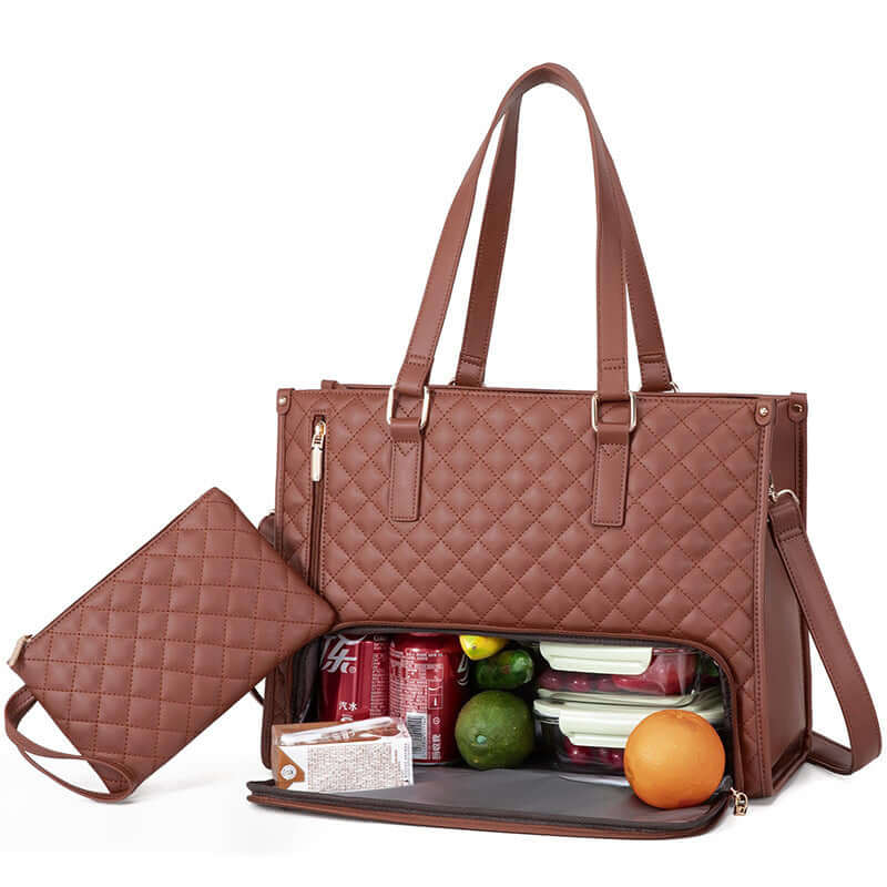 Convenient Commute New Lunch Bag Women's Insulated Lunch Box Women's Leak-proof Large Purse Diagonal Computer Storage eprolo