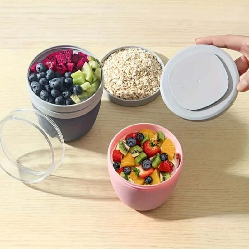 Portable Yogurt Cereal Cups with Lids. Ideal for Overnight Oats, DIY Salads & Parfaits. Great for Breakfast or Lunch eprolo