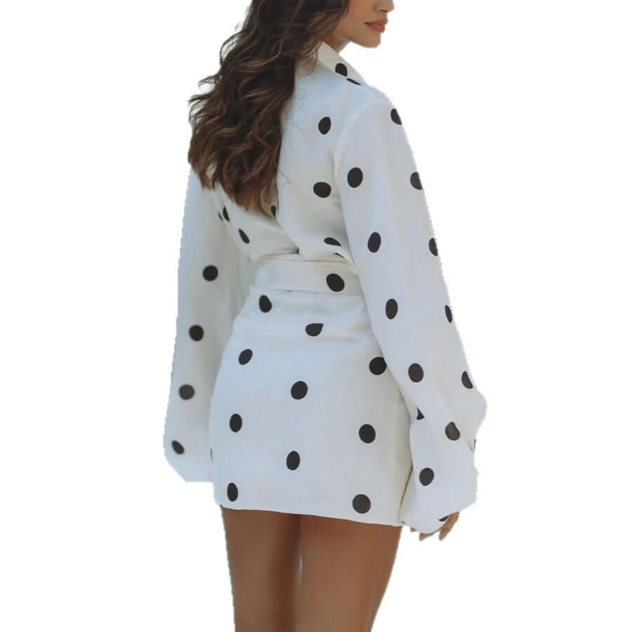 Spring And Summer Long Sleeves Printed Polka Dot Set Skirt Two-piece Set eprolo