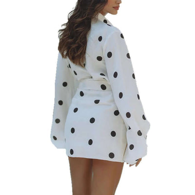 Spring And Summer Long Sleeves Printed Polka Dot Set Skirt Two-piece Set eprolo