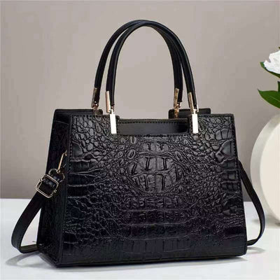 Women's Fashion Casual Crocodile Pattern Large Capacity Handbag eprolo