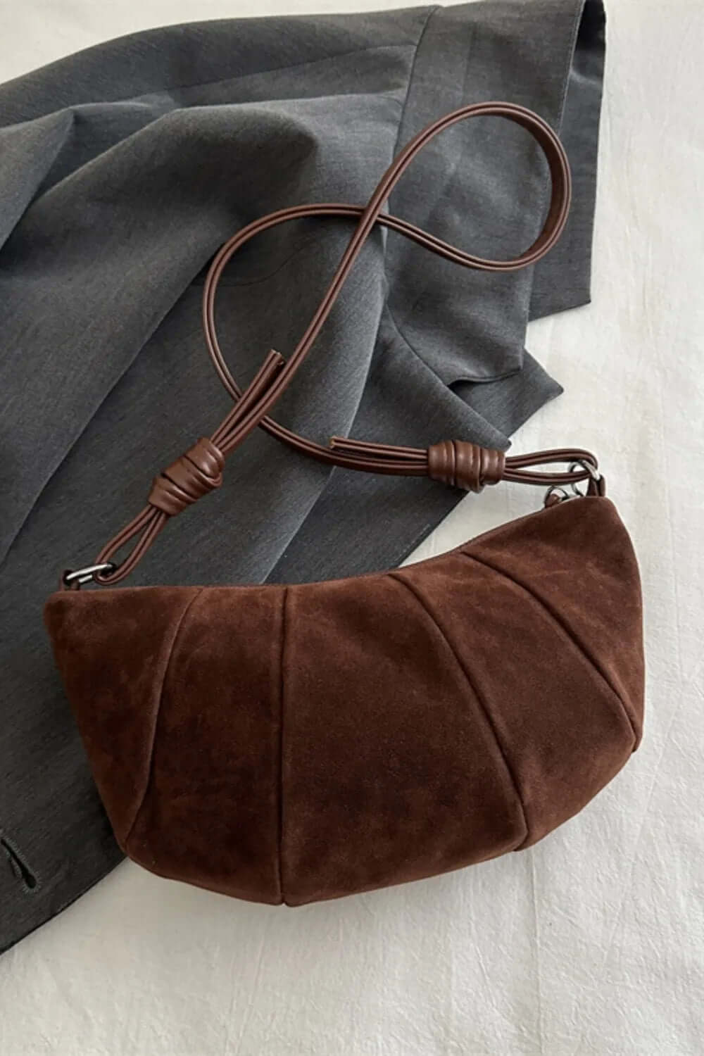 Suede Croissant Shape Shoulder Bag eprolo