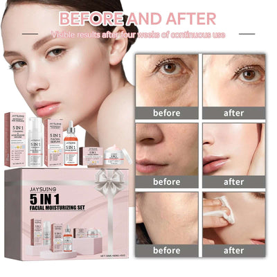 Jaysuing 5-in-1 facial moisturizing set Hydrating, moisturizing, deep moisturizing, whitening, brightening and firming skin eprolo