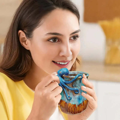 Handmade Deep Blue Octopus Mug. For Hot & Cold Drinks eprolo