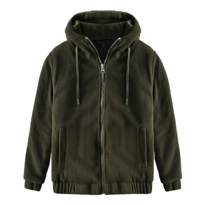 Winter Hooded Cardigan Keep Warm Pure Color Coat Thickened Fluff Sweater eprolo