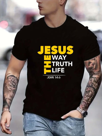Jesus Print T-shirt, Men's T-shirt, Summer Casual Short Sleeved T-shirt eprolo