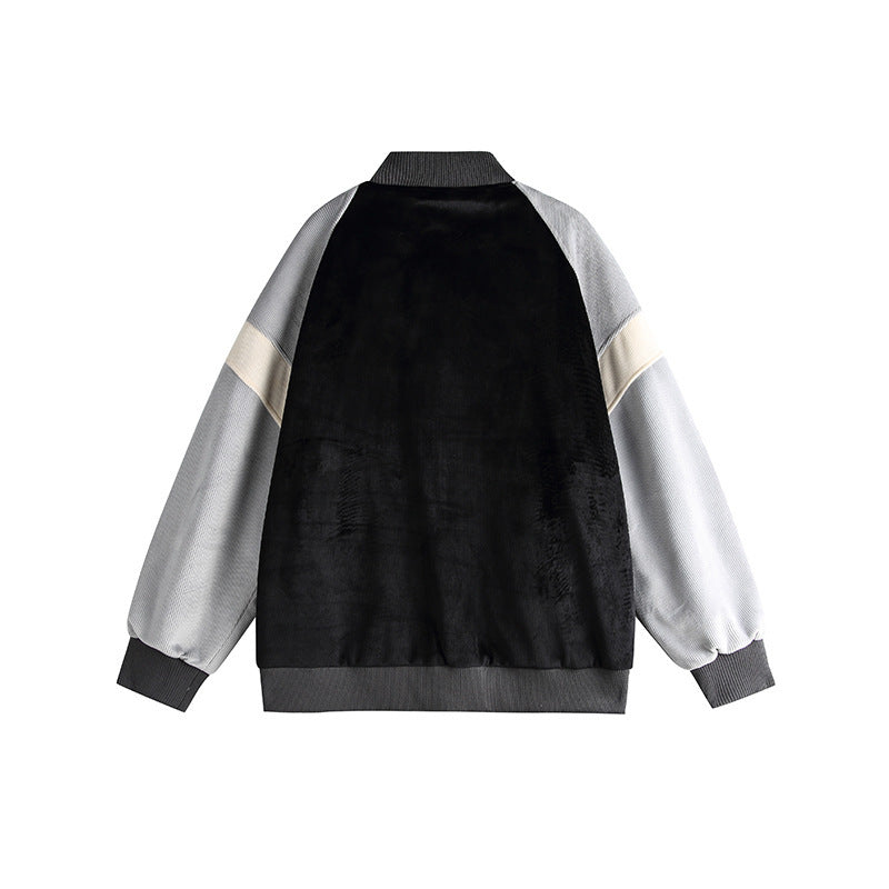 Couple Color Contrast Patchwork Loose Baseball Uniform Jacket Coat eprolo