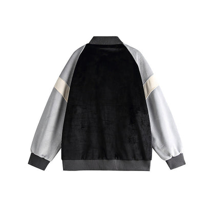 Couple Color Contrast Patchwork Loose Baseball Uniform Jacket Coat eprolo