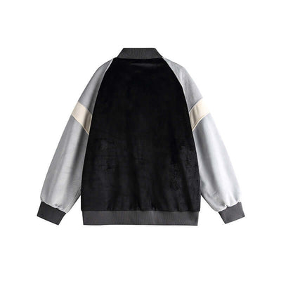 Couple Color Contrast Patchwork Loose Baseball Uniform Jacket Coat eprolo