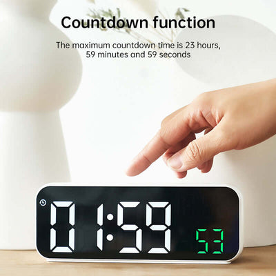 Digital Alarm Clock with Temp, Date, Week. Night Mode. Voice - controlled. 12/24H LED eprolo