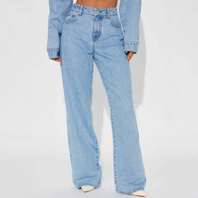 Straight Slimming Trousers Love Pocket High Waist Loose Jeans Dropshipman
