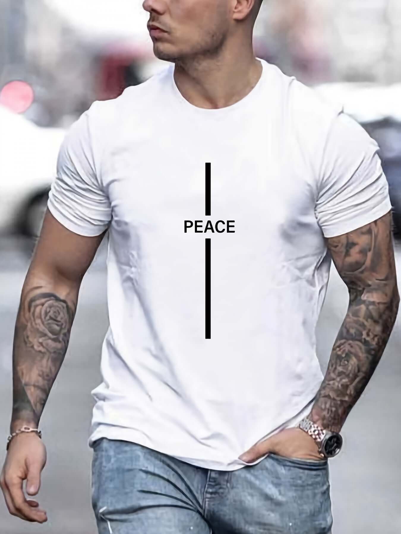 T Shirt With Peace Print Short eprolo
