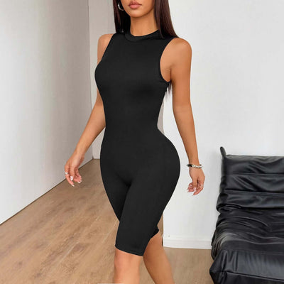 Sports style high elasticity solid color shorts jumpsuit eprolo