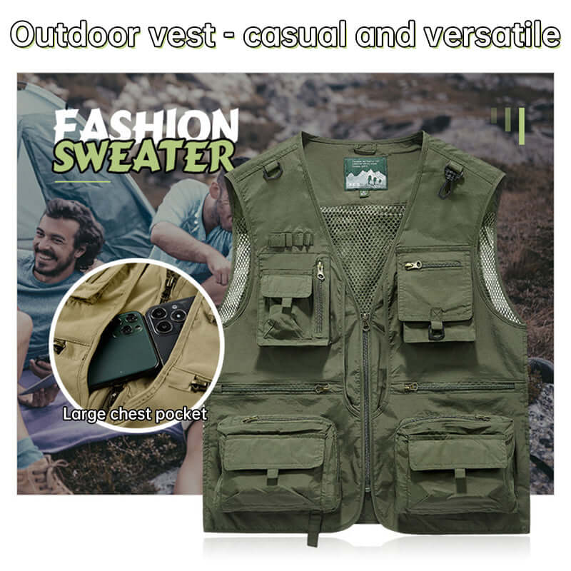 Men’s Summer Tactical Vest: 14-Pocket, Mesh, Ideal for Hiking, Fishing, Photography & Work eprolo
