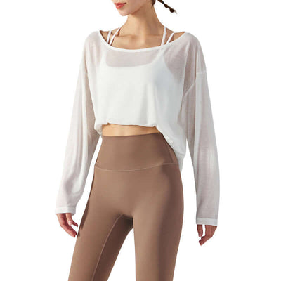 Yoga Yoga Clothes Women's Loose Long Sleeve Lightweight Quick-drying Sports Workout Blouse eprolo