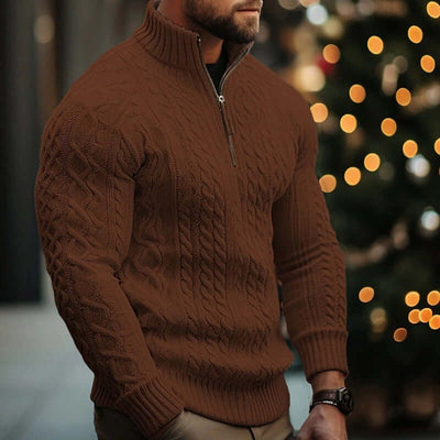 Men's Knitwear Half Zipper Coat Solid Color Twisted Thickened Sweater eprolo