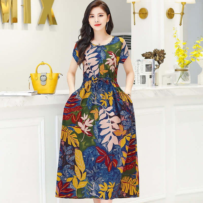 Women's Fashion Casual Cotton Linen Mid-length Dresses eprolo