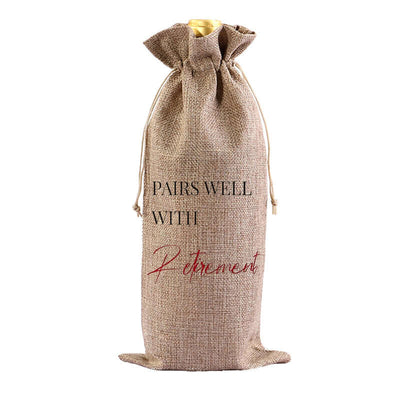 Red Wine Bag for Retirement Celebration: Party Wine Packaging Bag, Imitation Linen Drawstring Pouch, Gift Bag eprolo