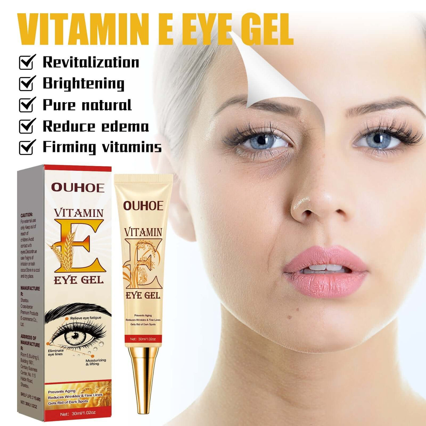 Vitamin E Eye Cream, Lightened Dark Circles Crow's Feet, Firmed And Moisturized Eye Cream eprolo