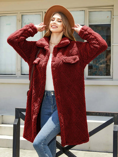 Texture Button Up Dropped Shoulder Coat eprolo